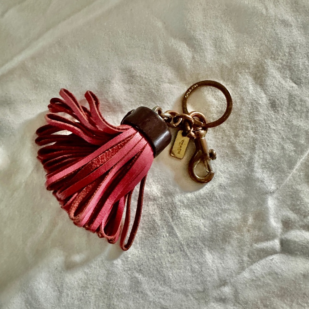 Pink Coach Tassel Key Chain